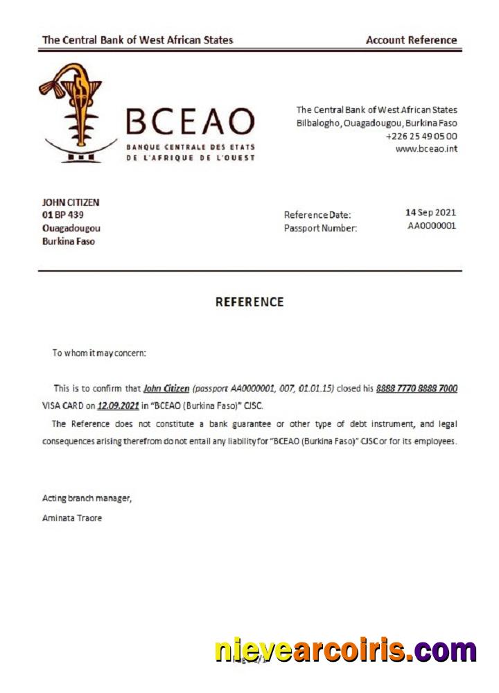 Burkina Faso The Central Bank of West African States closure reference